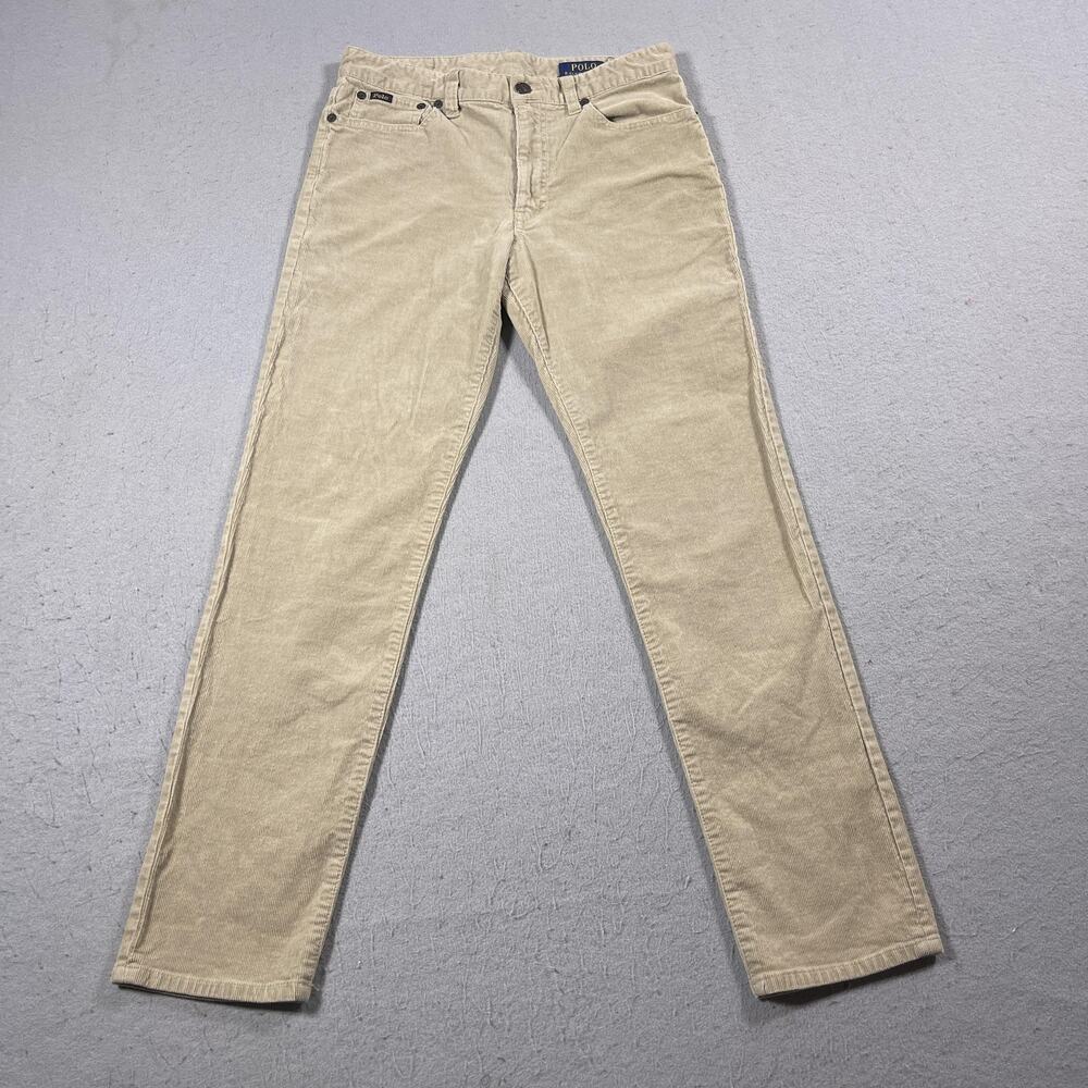 Polo Ralph Lauren‎ Pants Youth 16 Khaki Beige Corduroy Stretch Straight Classic